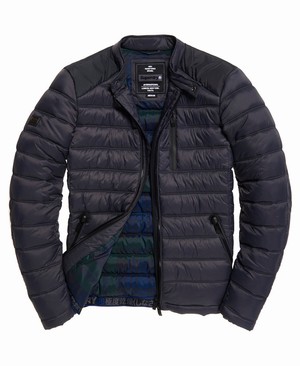 Superdry Commuter Quilted Biker Férfi Kabát Fekete | AKVJH4701